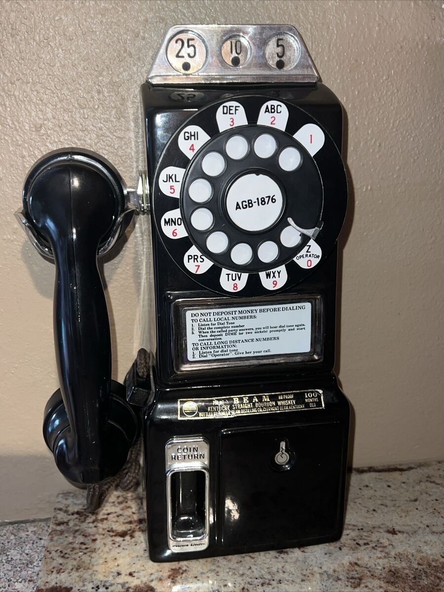 Vintage Jim Beam Whiskey Black 3-Coin Slot Rotary Dial Pay Vintage Jim Beam Whiskey Black 3-Coin Slot Rotary Dial Pay