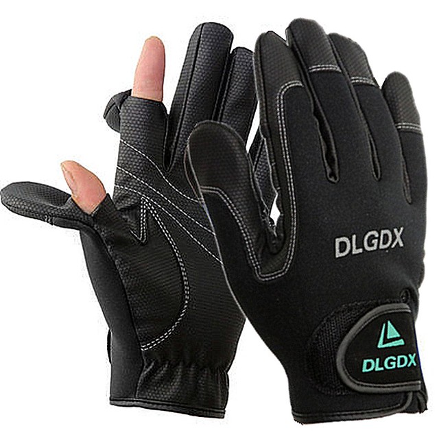 Neoprene 2 Slits Full Finger Fishing Jigging Sun Gloves Waterproof