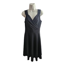 Grace Karin Solid Black Vneck Sleeveless Swing Dress Fit Flare Size Medium NEW