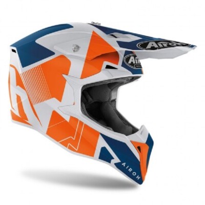 Helmet Motocross Airoh WRAAP Raze Blue Orange Off Road Casque Helmet Cross Helm