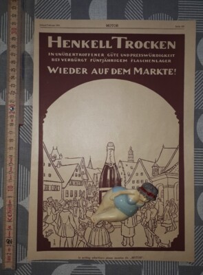 1921 ORIGINAL ADVERTISING HENKELL DRY SPARKLING WINE RÖCHLINGS STAINLESS STEEL BUDERUS LUDWIGSHAFEN