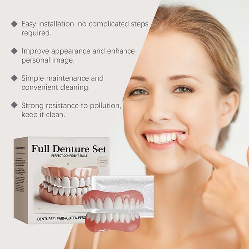 Brace Tooth Denture Veneers SnapOn False Teeth Upper Lower FakeDental Cover _UK` - Picture 9 of 15