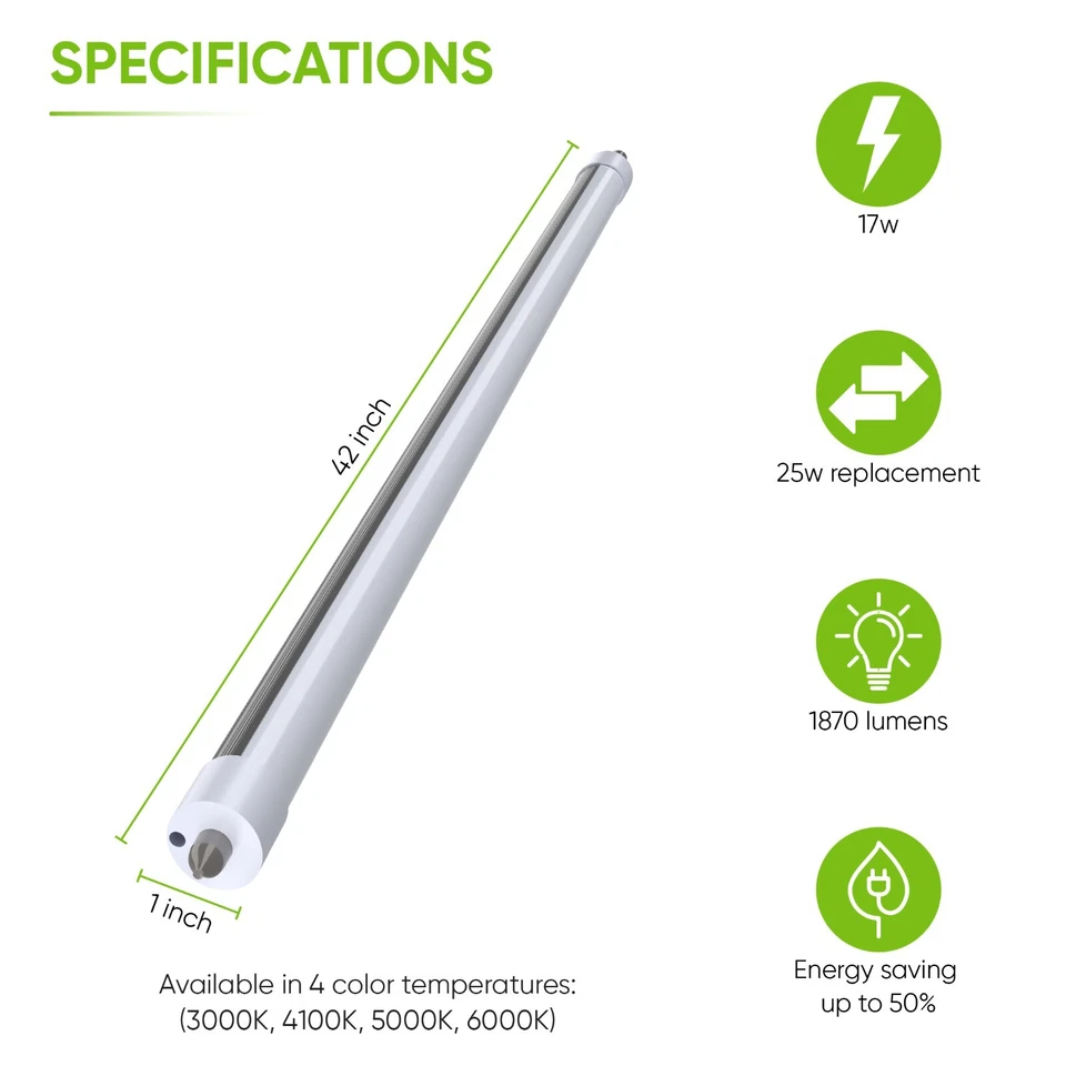 42 in T6 Single Pin FA8 LED Type A Plug & Play Replacement for 25W F42T6 - Image 2 of 4