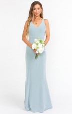 Show Me Your Mumu Morgan Gown  In Silver Sage Small NWT Stretch Crepé