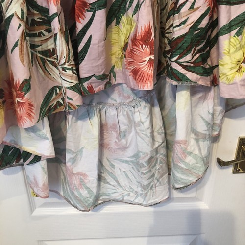 Asos Pink Floral Drop Back Elasticated Waist Skirt S14 Frilled Hem Summery - Picture 2 of 14