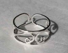 Women's Adjustable Filigree Swirl Toe Ring 14K White Gold Plated 925 Silver