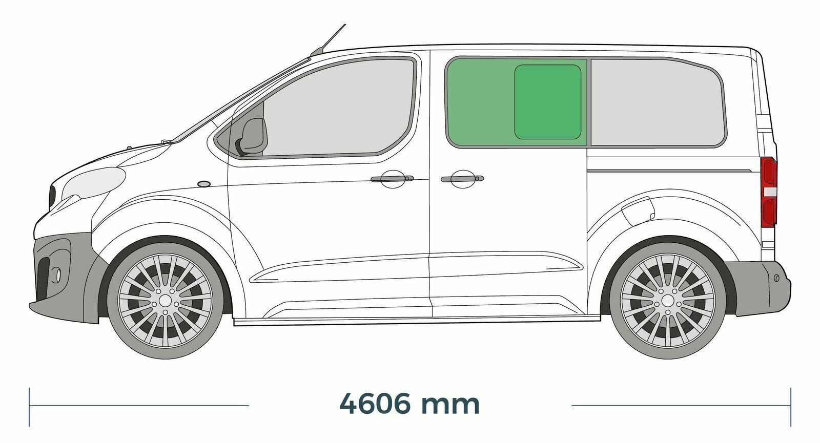 Nearside Left Sliding Opening Side Window Toyota ProAce 2016 On MWB/LWB Tint