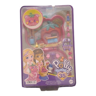 Polly Pocket 35th Straw-Beary Patch Compact Mini Dolls Playset New