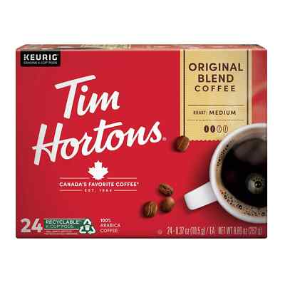 Tim Hortons Original Blend Coffee Medium Roast Arabica Keurig 24 K Cups Pods