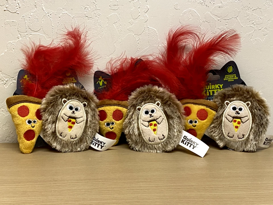 COSMIC PETS Lot of 3 Quirky Kitty Hedge Hog & Pizza Catnip Cats & Kitten Toy Kitty Pets Toys