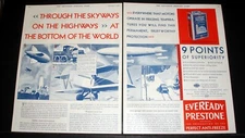 1929 OLD MAGAZINE PRINT AD, EVEREADY PRESTONE, ANTI-FREEZE, ZEPPELIN ART WORK! 