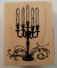 New Inkadinkado Rubber Stamp Candelabra Candles Halloween Light #99651