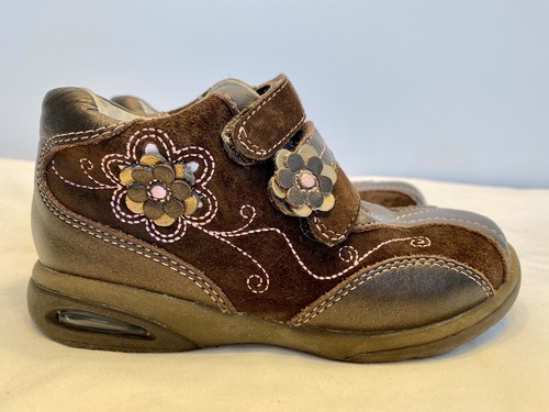 Girls size 9.5 Stride Rite Toddler Tech Tori Brown Leather Shoes Boots - Picture 2 of 14