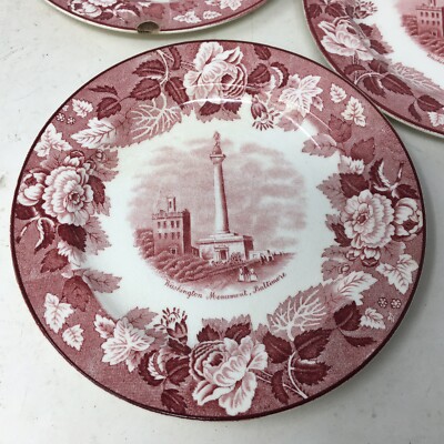 Enoch Woods Pink Red Old Baltimore Views 3 Small plate Washington