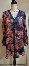Victorias Secret Gold Label Floral Paisley Pajama Button Robe M/L Vintage 90s