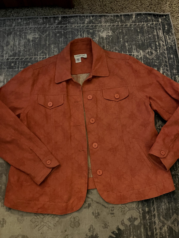 Coldwater Creek XL Women's Linen Blend Jacket EC Orange