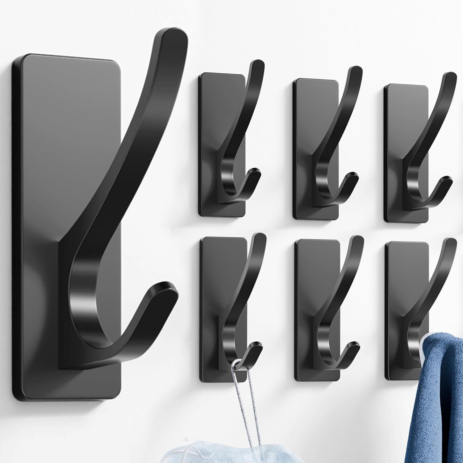 pickpiff Self Adhesive Hooks, Sticky Hooks Extra Sturdy, Hanging up to 6KG, Met