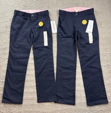 Cat  Jack Girls Size 7 Blue Straight Fit School Uniform Chino Pants Lot of 2
