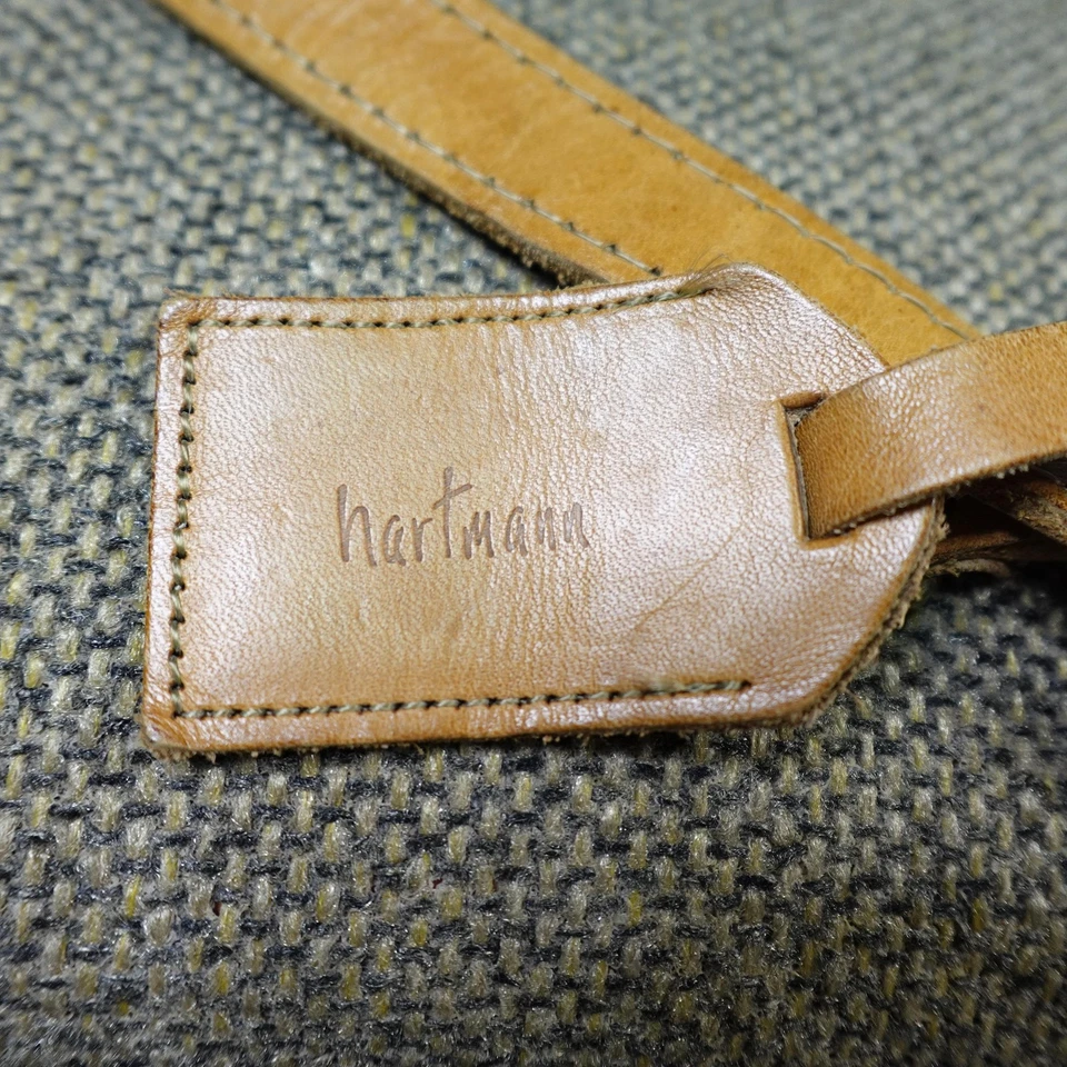 Bolso de Hombro Hartmann Tweed Cuero Borde Marrón Tostado Pies de Latón Forrado Foto 2 de 4