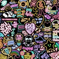 50 Pcs Neon Inspirational Quotes Kids Stickers for Non-luminescent-175kscp