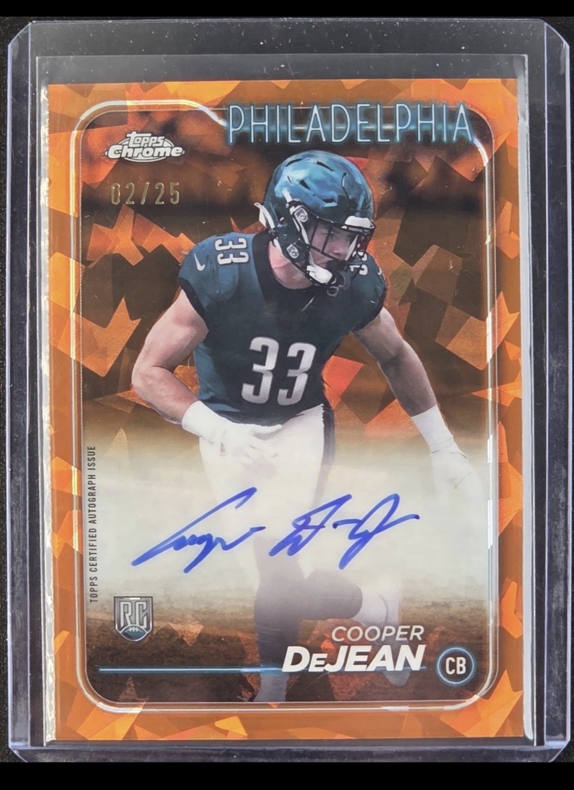 2024 Topps Chrome Sapphire Rookie Autograph Orange /25 Cooper DeJean RC Auto CDE