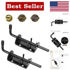 Reliable 6in Black Steel Gate Latches - Spring Mechanism, Rust Resistant 2pcs