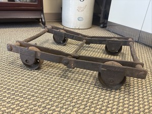 Antique Cast Iron Wheel Dolly Cart Mover Yankee Truck Co New Milford Connecticut