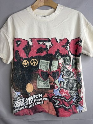 Rex6 Brand Graphic T-Shirt Adult Size M MEDIUM Off White Color Tee