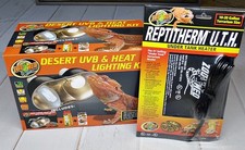 Desert UVB  Heat Complete Lighting Kit Reptile Terrarium Dual Heating Light NIB