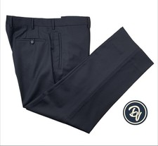 Mens 38 X 31 Prada Solid Black Wool Flat Front Trousers Made Italy