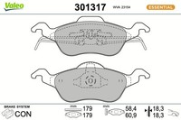 Valeo Bremsbelagsatz Scheibenbremse Essential 301317 FüR Focus DBW DNW DAW Ford