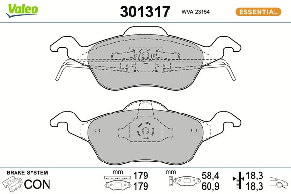 Valeo Bremsbelagsatz Scheibenbremse Essential 301317 FüR Focus DBW DNW DAW Ford-image