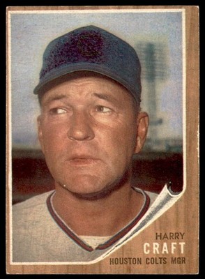 1962 Topps #12 HARRY CRAFT Mgr  Houston Colt .45s  EX