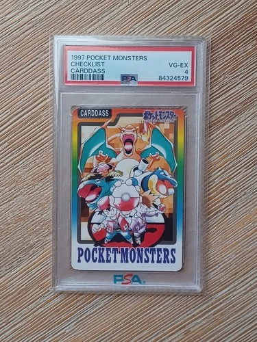 1997 POCKET MONSTERS CHECKLIST CARDDASS CHARIZARD BLASTOISE VENUSAUR PSA 4 RARE!
