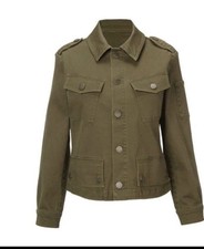 Cabi Evans Jacket 4497 Size Medium Olive Green Denim. New