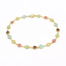 VFK 18K Gold Filled Multi-Color Flower Crystal Women’s Anklet