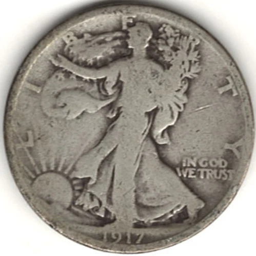 1917 Walking Liberty Half Dollar in GOOD condition ~ PLEASE SEE THE SCAN  ha 1
