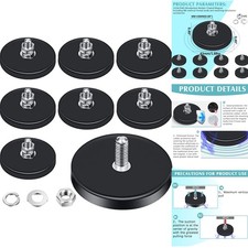 8 Pack Rubber Coated Neodymium Magnets M6 Threaded Stud Scratch Safe 1.69" 30lb