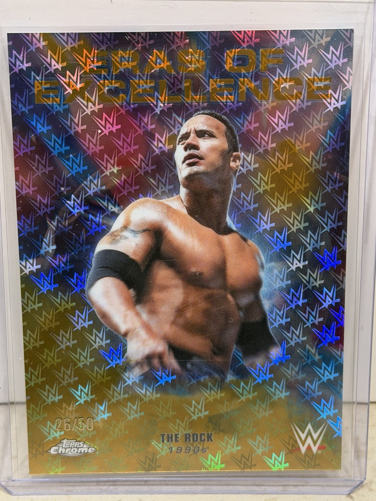 2026 Topps Chrome WWE The Rock Gold Logofractor /50 Dwayne Johnson