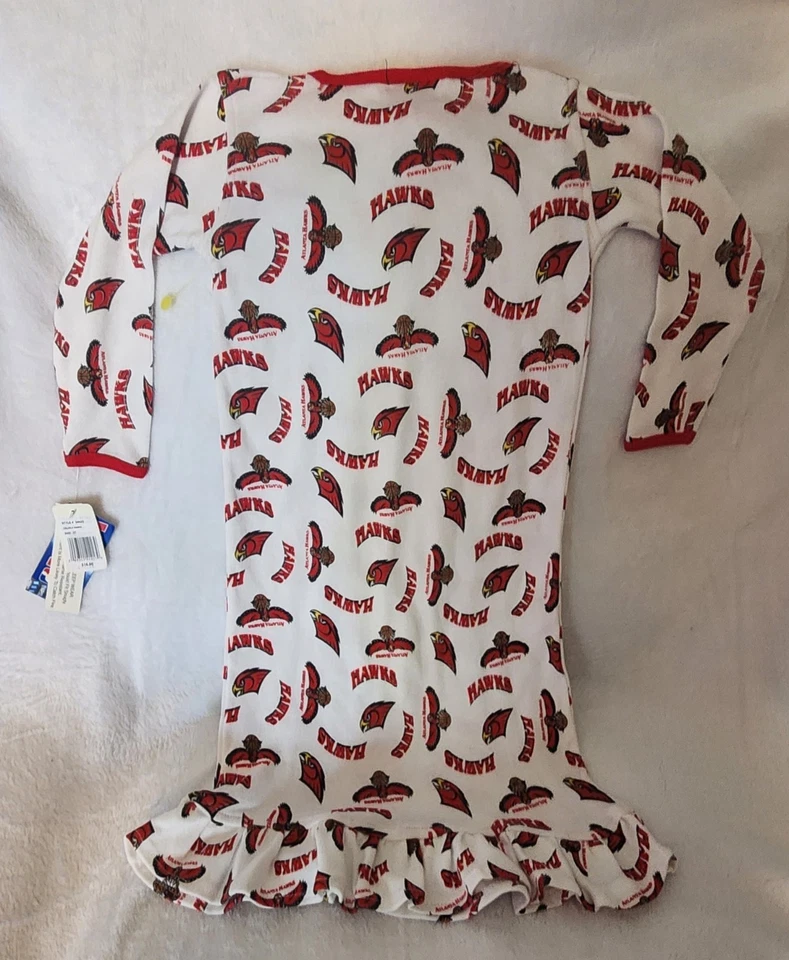 Novo pijama Reebok NBA Atlanta Hawks vestido de noite branco feminino tamanho 2T - Imagem 3 de 3