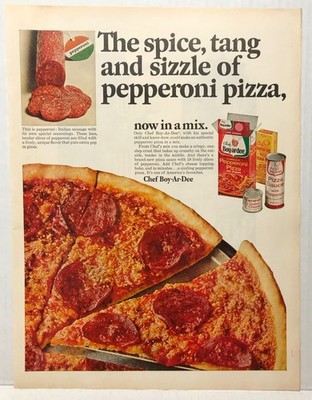 1965 Chef Boy-Ar-Dee Pepperoni Pizza In A Mix VINTAGE PRINT AD LM65