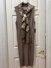 NWT- Express Ribbed Knit Sleeveless Sweater  Dress With Scarf