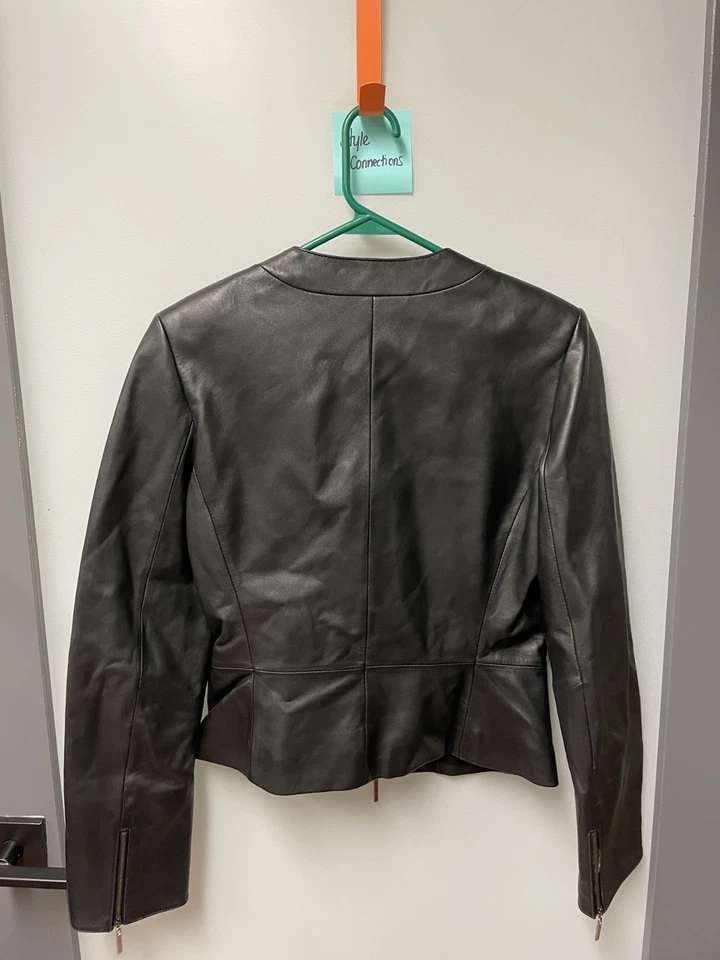 Ladies Lillie Rubin Cropped Black Leather Jacket - Size 6 - Image 3 of 3