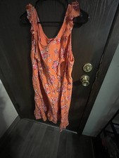 Old Navy Women's 2XL Orange Floral dress Sleeveless Ruffle Strap One-Piece