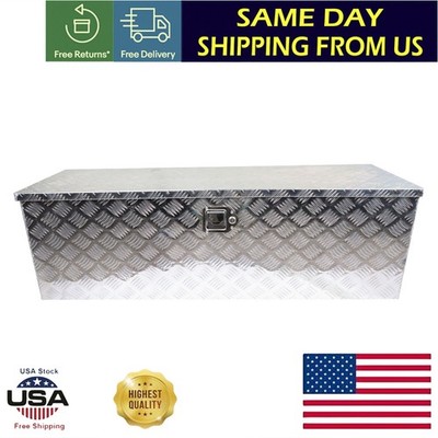 Aluminum 49X15X15'' Storage Tool box+Lock Heavy Duty 5 Bar Tread Truck Pickup
