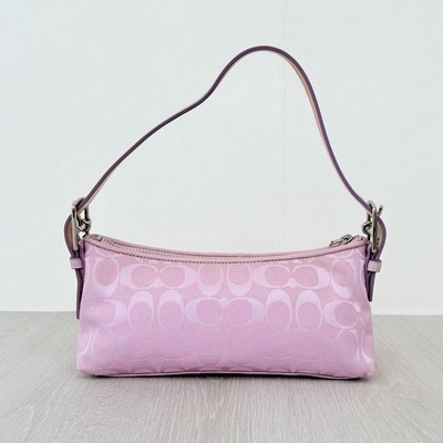 バッグ Coach Baguette Hampton Demi Bag Pink Coach Baguette Hampton Semi Demi Shoulder Bag Canvas Pink