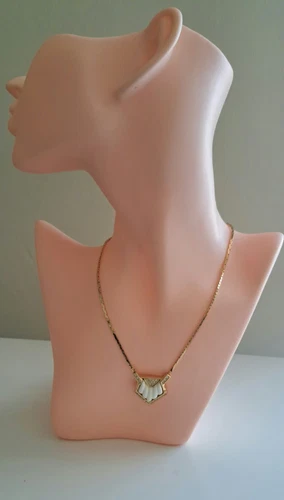 COLLANA CHRISTIAN DIOR VINTAGE STRASS CHEVRON AVORIO SMALTO E CRISTALLO PLACCATO ORO