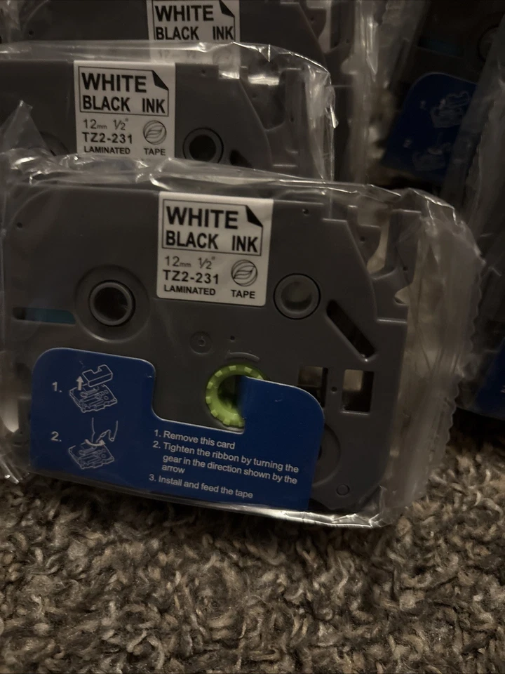 TZ-231 TZe-231 Lote de 23 Para Brother P-Touch 12mm Cinta para Fabricar Etiquetas Blanca 1/2" Foto 2 de 3