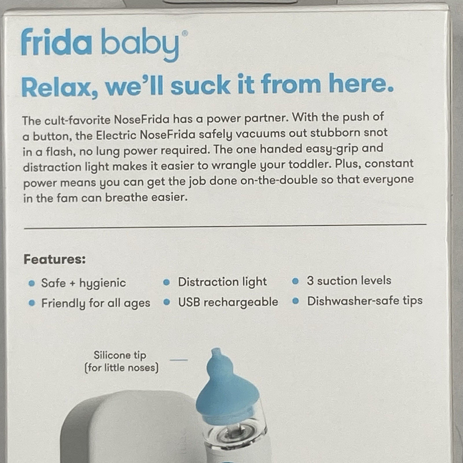 NEW FridaBaby NoseFrida Electric Nasal Aspirator White