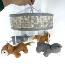 Lambs  Ivy Painted Forest Gray/Beige Fox and Bear Baby Crib Mobile Animals Only